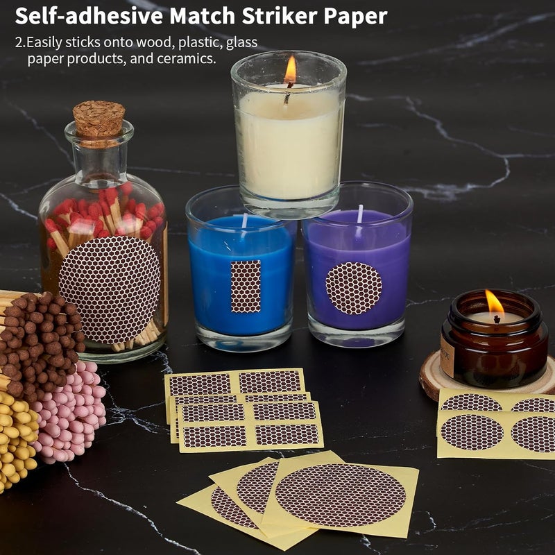 Dizzily 60 Pcs Match Striker Paper with Adhesive, 3 Sizes of Matches Sticker Striker for Match Holder, Matches for Candles, Matches Box Bulk, Matches in A Jar with Striker, Decorative Match Cloche - Image 4